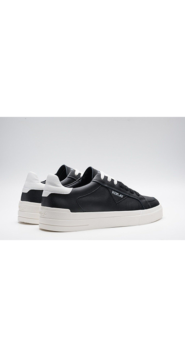 レースアップブラックレザースニーカー 詳細画像
